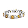 Anillo de eternidad con diamantes blancos y amarillos cultivados en laboratorio de 3 ct. p.t. en oro blanco de 14K, foto 1