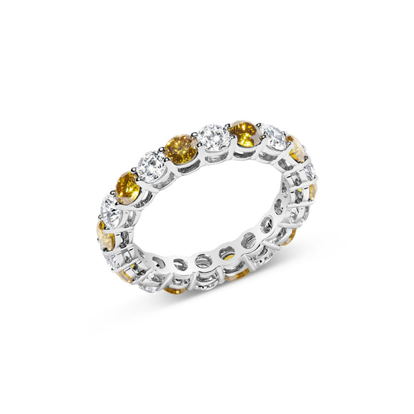 3 Ct. T.W. Alternating White and Yellow Lab-Grown Diamond Eternity Band Ring in 14K White Gold, photo 2
