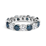 6 1/4 Ct. T.W. Alternating Lab-Grown White and Natural Treated Blue Diamond Eternity Band Ring in 14K White Gold