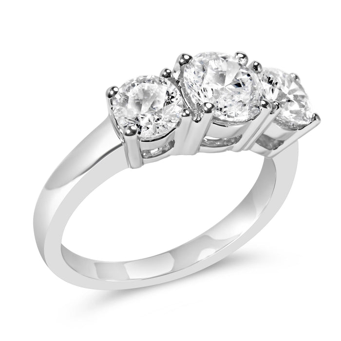 Lab-Grown Diamond 3 Stone Ring Band in 14K White Gold, photo 7