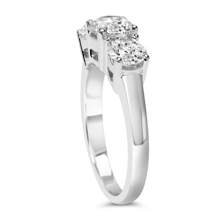 Lab-Grown Diamond 3 Stone Ring Band in 14K White Gold, photo 9