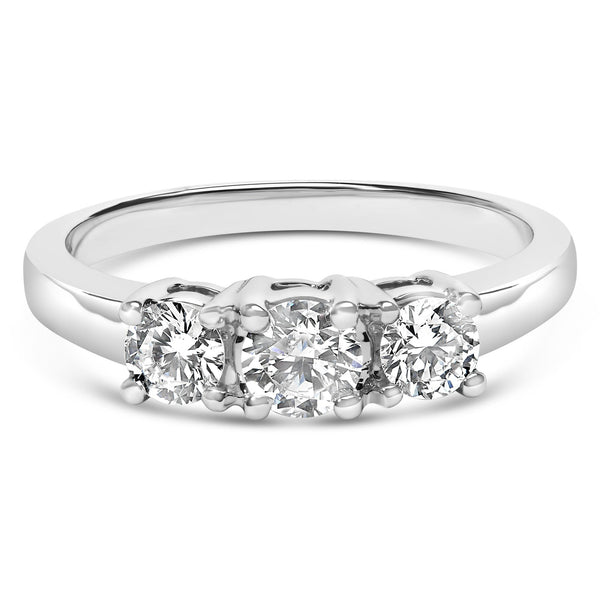 3/4 Ct. T.W. Lab-Grown Diamond 3 Stone Ring Band in 14K White Gold, photo 1