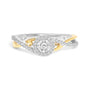 Anillo de promesa bypass y halo con diamantes de 1/4 ct. p.t. en plata de ley bañada en oro amarillo de 14K, foto 1