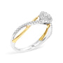 Anillo de promesa bypass y halo con diamantes de 1/4 ct. p.t. en plata de ley bañada en oro amarillo de 14K, foto 4