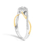 Anillo de promesa bypass y halo con diamantes de 1/4 ct. p.t. en plata de ley bañada en oro amarillo de 14K, foto 5