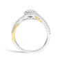 Anillo de promesa bypass y halo con diamantes de 1/4 ct. p.t. en plata de ley bañada en oro amarillo de 14K, foto 6