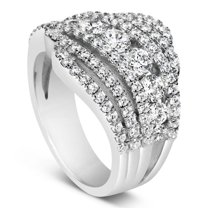 Anillo de banda de racimo con diamantes cultivados en laboratorio de 2 ct. p.t. en plata de ley, foto 5