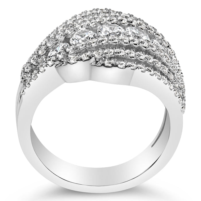 Anillo de banda de racimo con diamantes cultivados en laboratorio de 2 ct. p.t. en plata de ley, foto 6