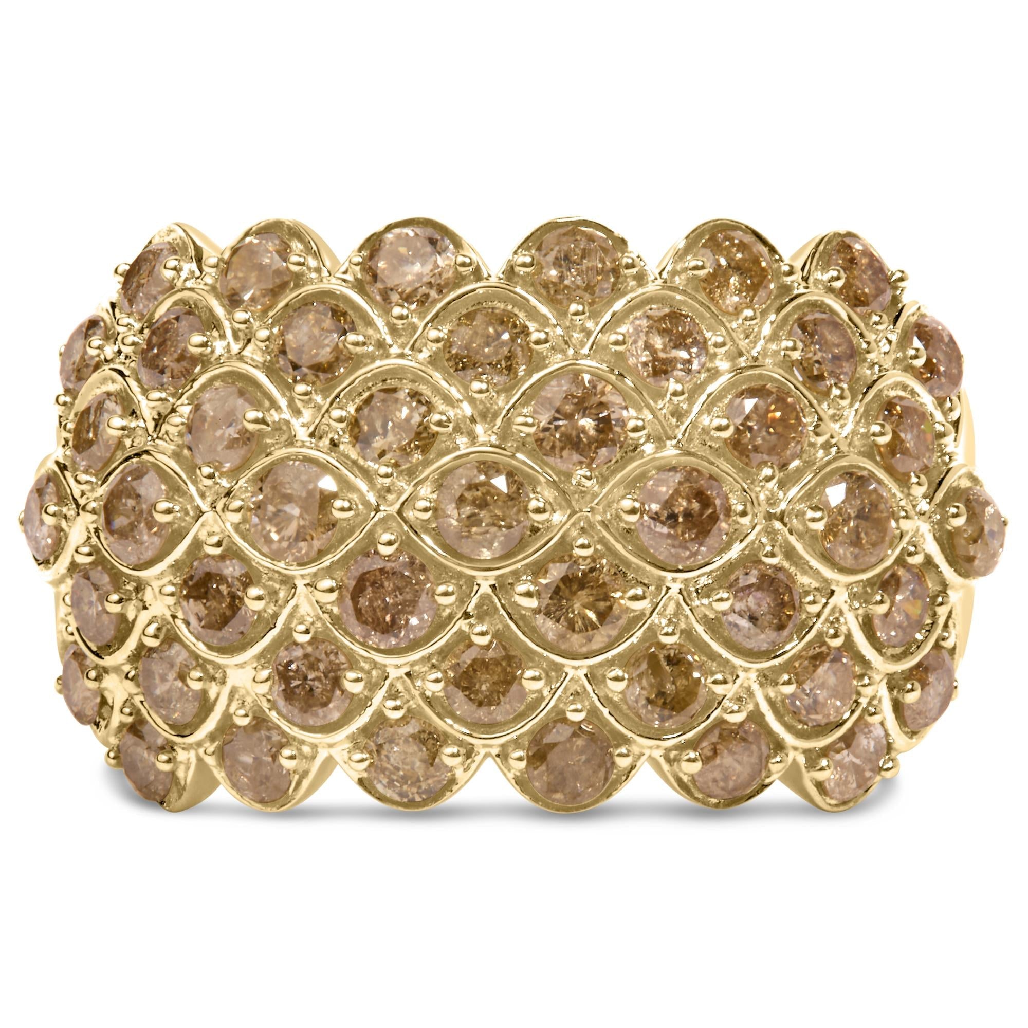 2 Ct. T.W. Brown Diamond Teardrop Design Cocktail Ring in 10K Yellow Gold, photo 1