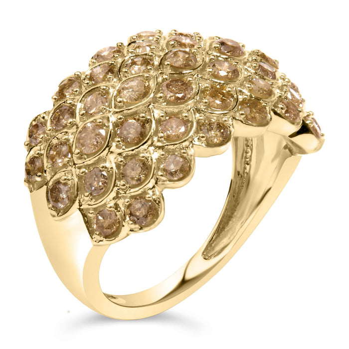 2 Ct. T.W. Brown Diamond Teardrop Design Cocktail Ring in 10K Yellow Gold, photo 4