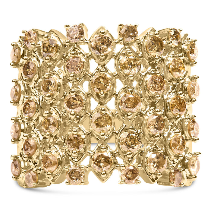 2 Ct. T.W. Brown Diamond Mesh Link Cocktail Ring in 10K Yellow Gold, photo 1