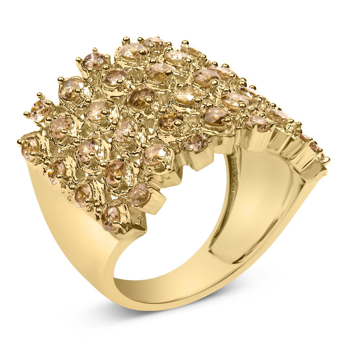 2 Ct. T.W. Brown Diamond Mesh Link Cocktail Ring in 10K Yellow Gold, photo 4