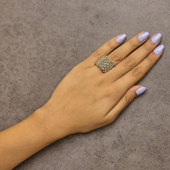 2 Ct. T.W. Brown Diamond Mesh Link Cocktail Ring in 10K Yellow Gold, photo 3