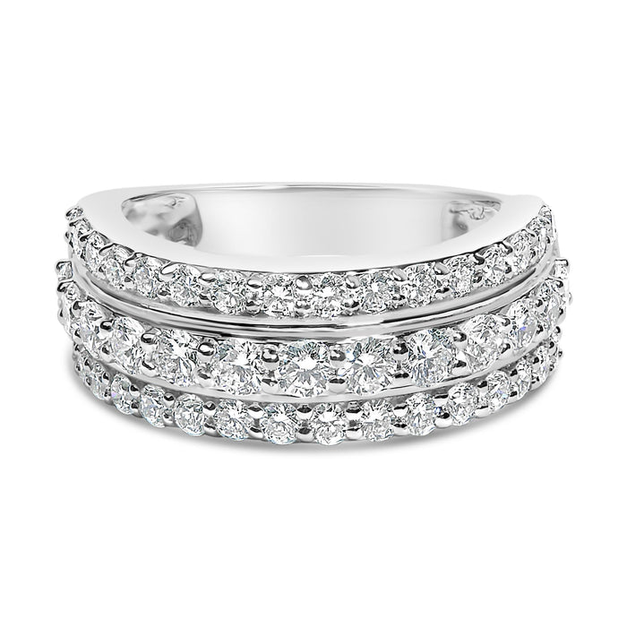 Anillo de banda de 3 hileras con diamantes cultivados en laboratorio de 2 ct. p.t. en plata de ley, foto 1