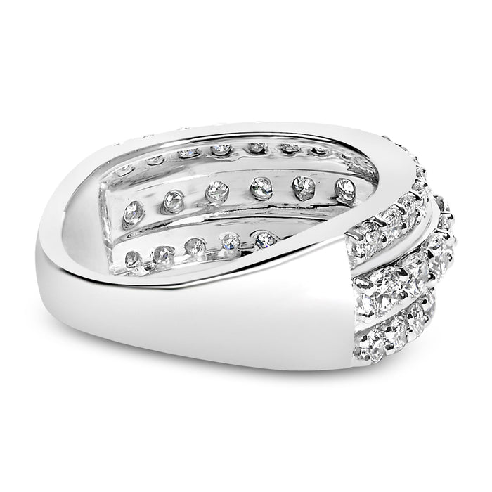Anillo de banda de 3 hileras con diamantes cultivados en laboratorio de 2 ct. p.t. en plata de ley, foto 2
