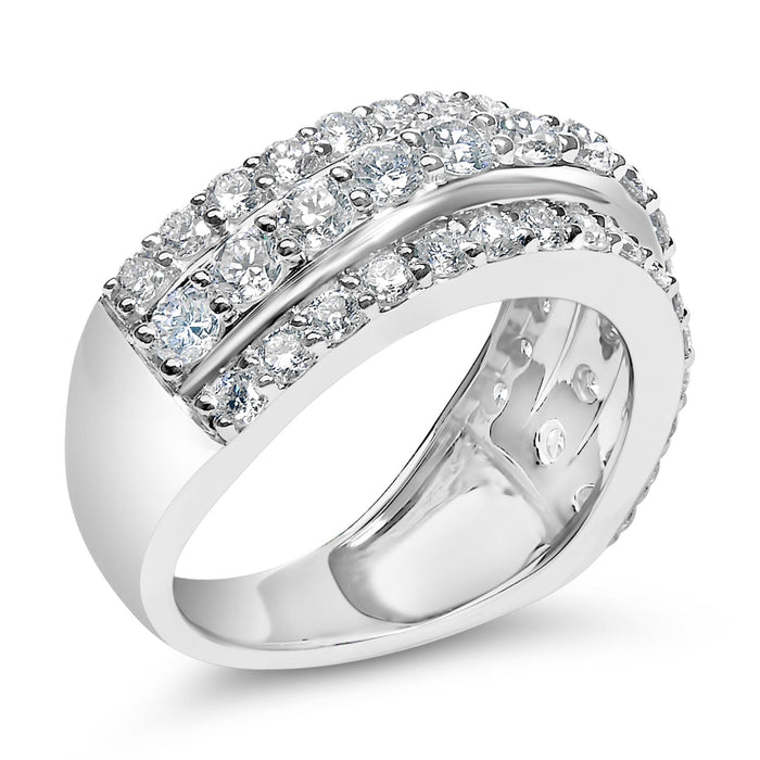 Anillo de banda de 3 hileras con diamantes cultivados en laboratorio de 2 ct. p.t. en plata de ley, foto 4