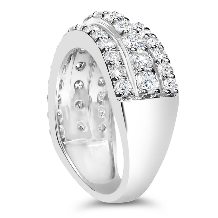 Anillo de banda de 3 hileras con diamantes cultivados en laboratorio de 2 ct. p.t. en plata de ley, foto 5