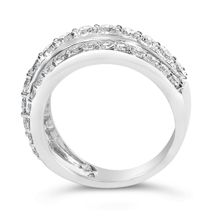 Anillo de banda de 3 hileras con diamantes cultivados en laboratorio de 2 ct. p.t. en plata de ley, foto 6
