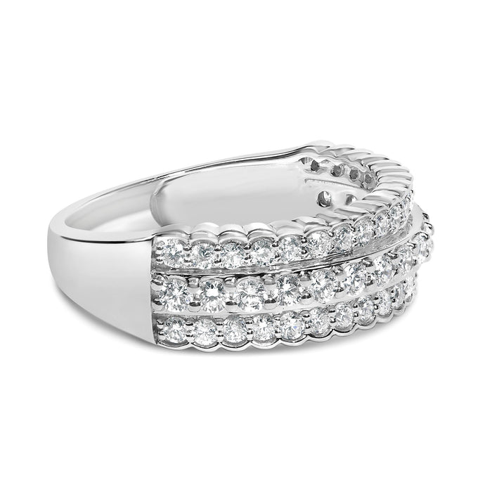 Anillo de banda de 3 hileras con diamantes cultivados en laboratorio de 1 ct. p.t. en plata de ley, foto 2