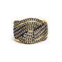 Anillo cruzado con diamantes champán de 1 ct. p.t. en plata de ley bañada en oro amarillo de 10K, foto 1