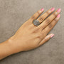 Anillo cruzado con diamantes champán de 1 ct. p.t. en plata de ley bañada en oro amarillo de 10K, foto 3