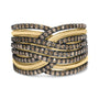 Anillo cruzado de varias hileras con diamantes champán de 1 ct. p.t. en plata de ley bañada en oro amarillo de 10K, foto 1