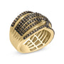 Anillo cruzado de varias hileras con diamantes champán de 1 ct. p.t. en plata de ley bañada en oro amarillo de 10K, foto 4