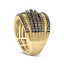 Anillo cruzado de varias hileras con diamantes champán de 1 ct. p.t. en plata de ley bañada en oro amarillo de 10K, foto 5