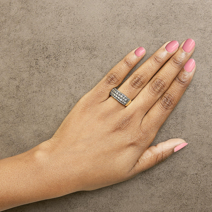 Anillo de banda con diamantes color champán de 3/4 ct. p.t. en plata de ley bañada en oro amarillo de 10K, foto 3