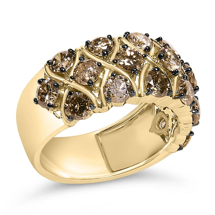 3 Ct. T.W. Champagne Diamond Multi Lattice Band Ring in 10K Yellow Gold-Plated Sterling Silver, photo 4