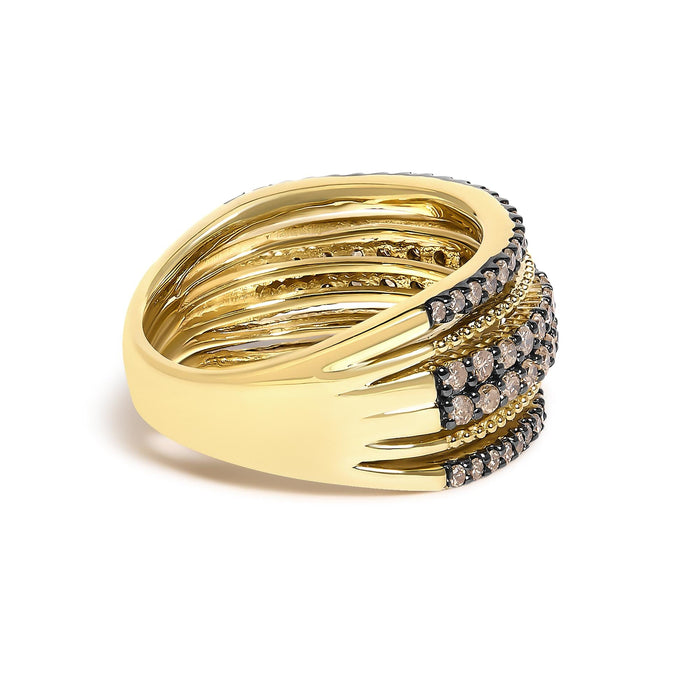 1 Ct. T.W. Champagne Diamond Multi Layer Band Ring in 10K Yellow Gold-Plated Sterling Silver, photo 2