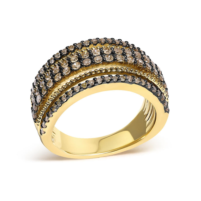 1 Ct. T.W. Champagne Diamond Multi Layer Band Ring in 10K Yellow Gold-Plated Sterling Silver, photo 4