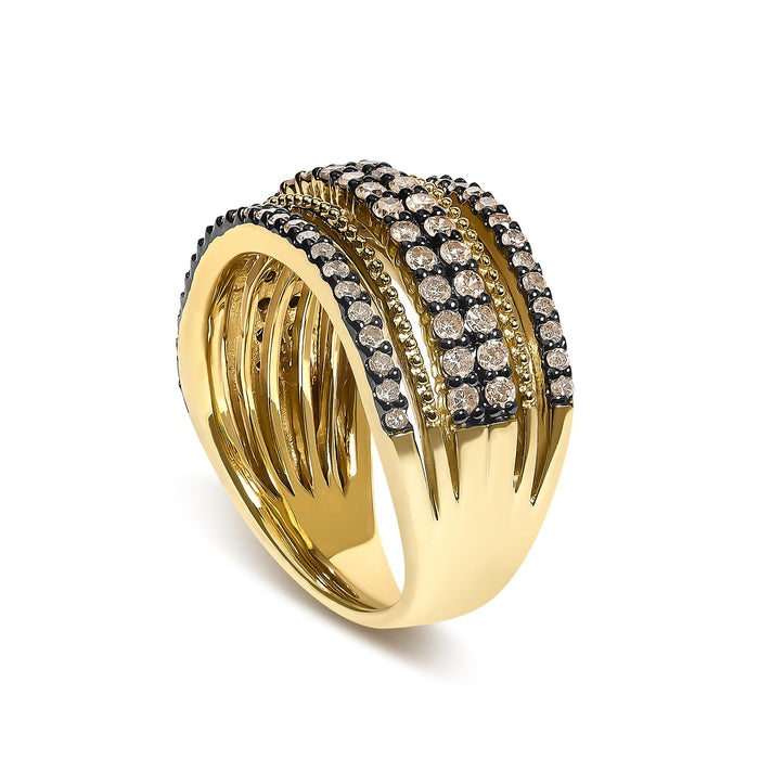 1 Ct. T.W. Champagne Diamond Multi Layer Band Ring in 10K Yellow Gold-Plated Sterling Silver, photo 5