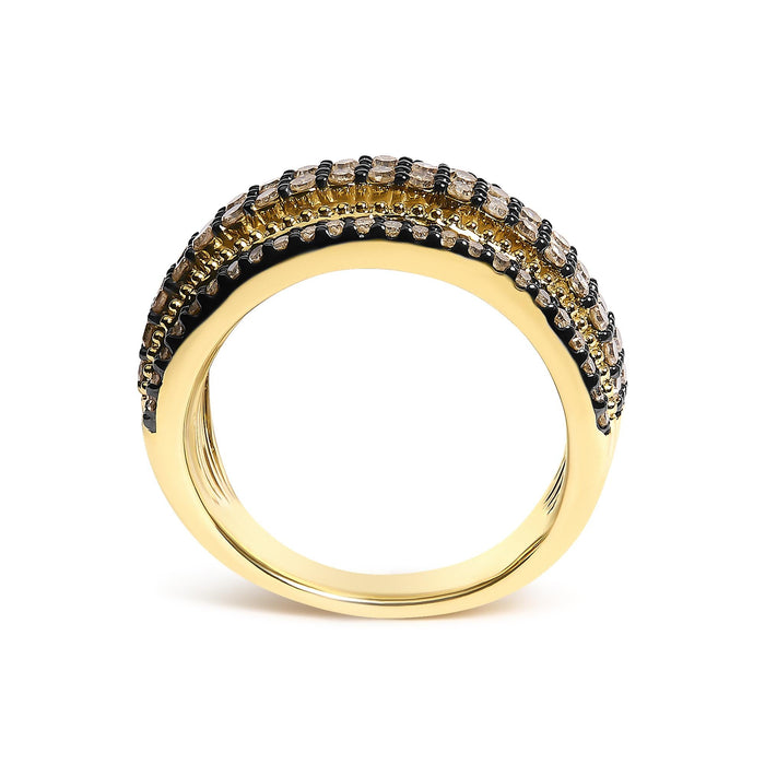 1 Ct. T.W. Champagne Diamond Multi Layer Band Ring in 10K Yellow Gold-Plated Sterling Silver, photo 6