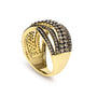 Anillo Highway con diamantes champán de 1 ct. p.t. en plata de ley bañada en oro amarillo de 10K, foto 5