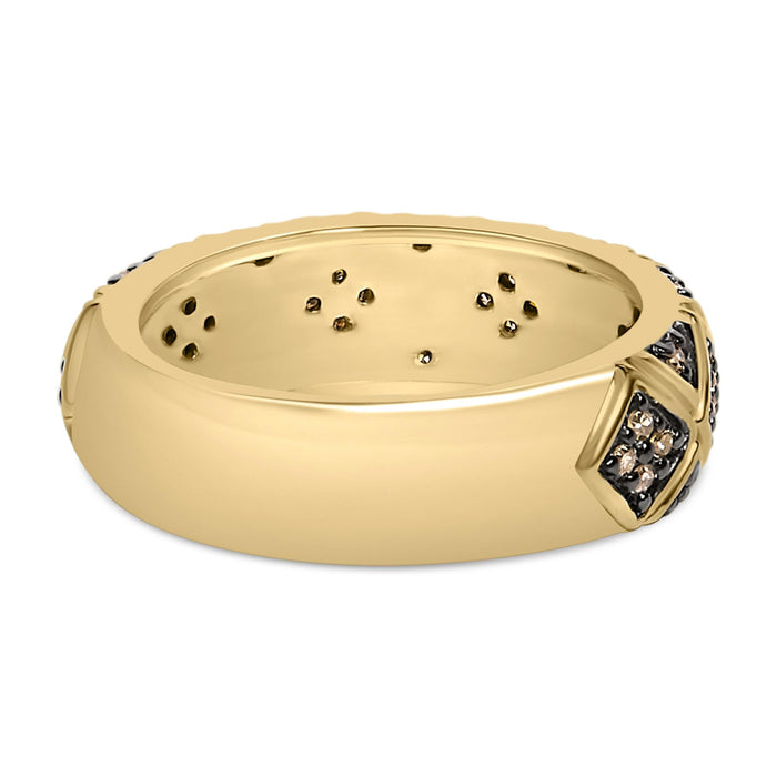Anillo de banda estilo geométrico con diamantes champán de 3/8 ct. p.t. en plata de ley bañada en oro amarillo de 10K, foto 2