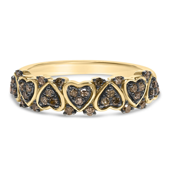 Anillo de banda con diamantes naturales de 1/3 ct. p.t. en plata de ley bañada en oro amarillo de 10K, foto 1