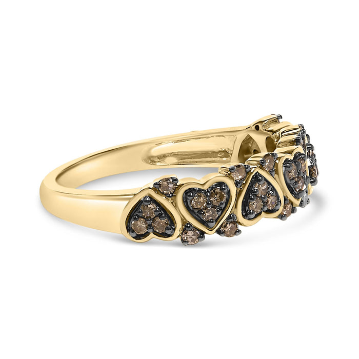 Anillo de banda con diamantes naturales de 1/3 ct. p.t. en plata de ley bañada en oro amarillo de 10K, foto 2