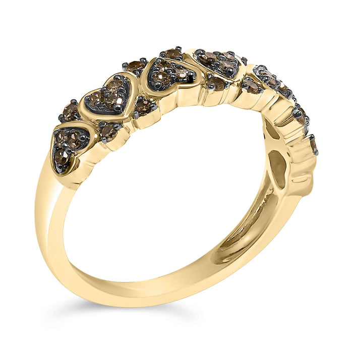 Anillo de banda con diamantes naturales de 1/3 ct. p.t. en plata de ley bañada en oro amarillo de 10K, foto 4