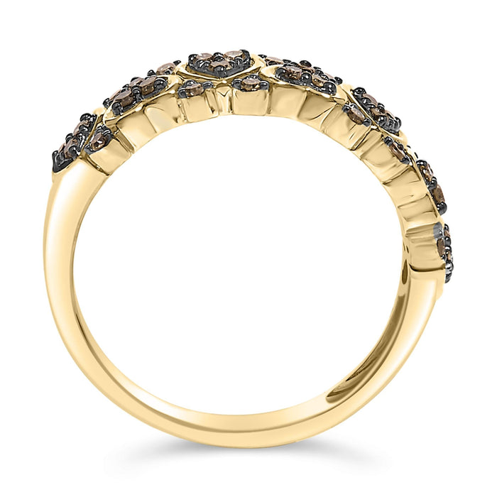 Anillo de banda con diamantes naturales de 1/3 ct. p.t. en plata de ley bañada en oro amarillo de 10K, foto 6