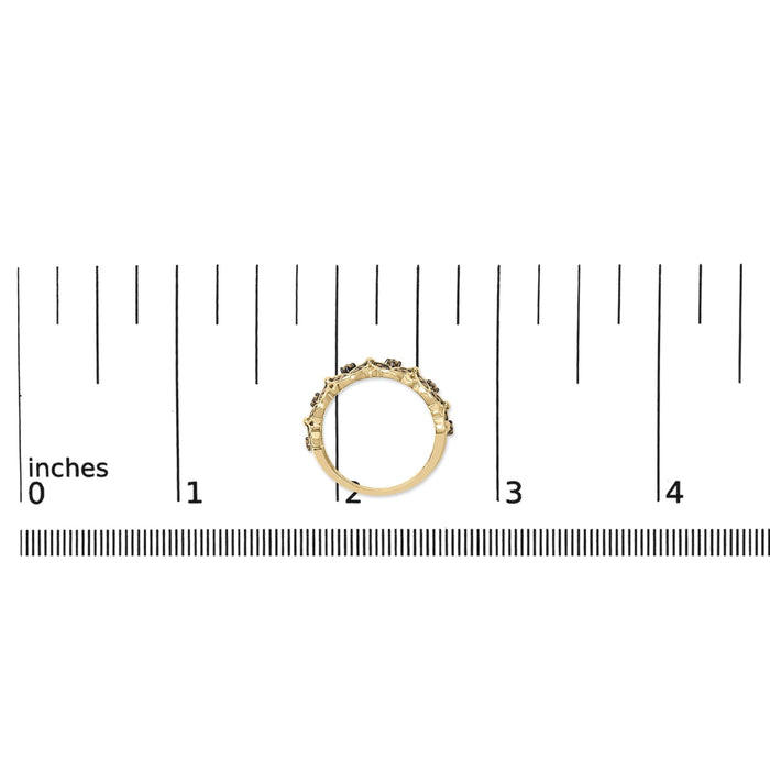 Anillo de banda de enrejado con diamantes champán de 3/8 ct. p.t. en plata de ley bañada en oro amarillo de 10K, foto 7