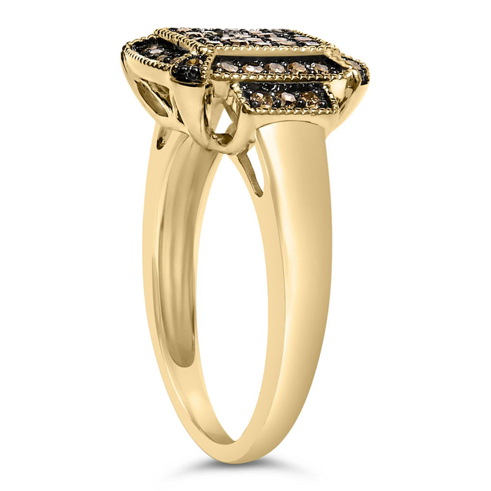 Anillo escalonado con diamantes champán de 1/2 ct. p.t. en plata de ley bañada en oro amarillo de 10K, foto 5
