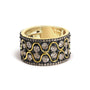 Anillo de banda ondulada con diamantes champán de 2 1/2 ct. p.t. en plata de ley bañada en oro amarillo de 10K, foto 1