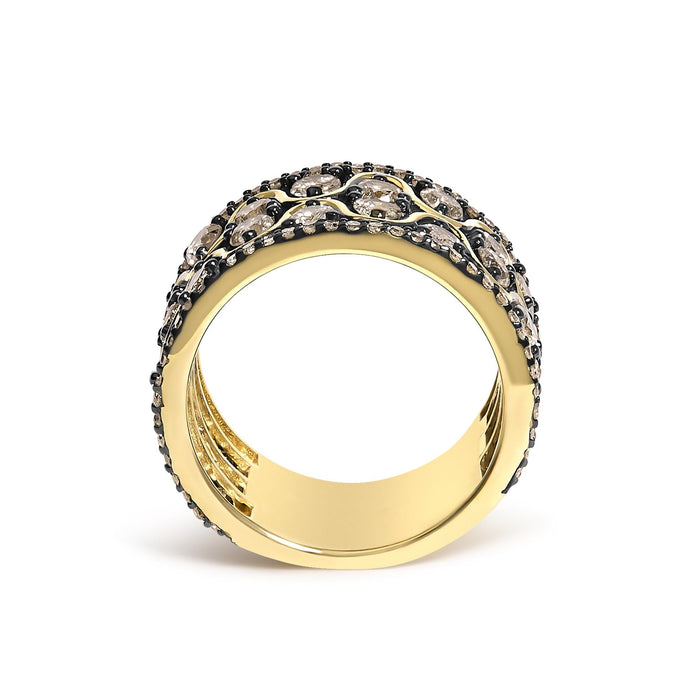 Anillo de banda ondulada con diamantes champán de 2 1/2 ct. p.t. en plata de ley bañada en oro amarillo de 10K, foto 6