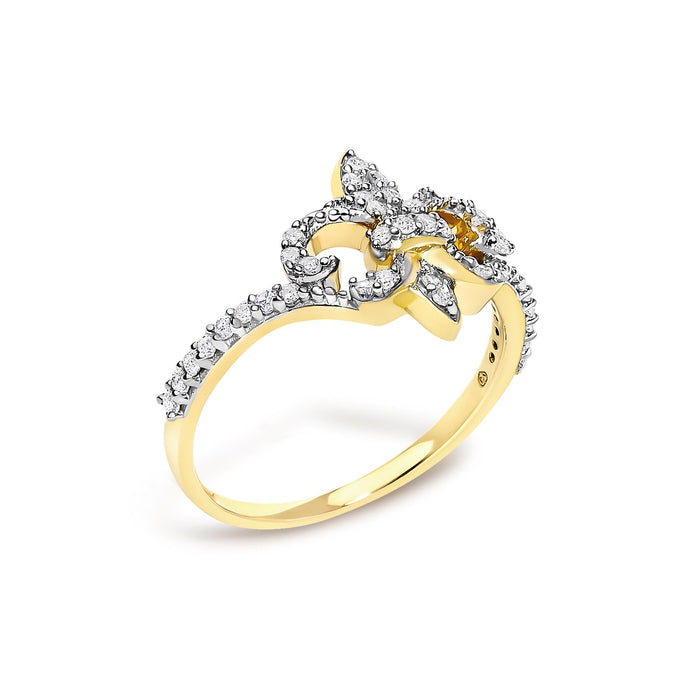 1/4 Ct. T.W. Diamond Fleur-de-Lis Ring in 14K Yellow Gold-Plated Sterling Silver, photo 4