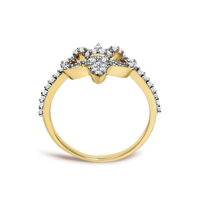 1/4 Ct. T.W. Diamond Fleur-de-Lis Ring in 14K Yellow Gold-Plated Sterling Silver, photo 6