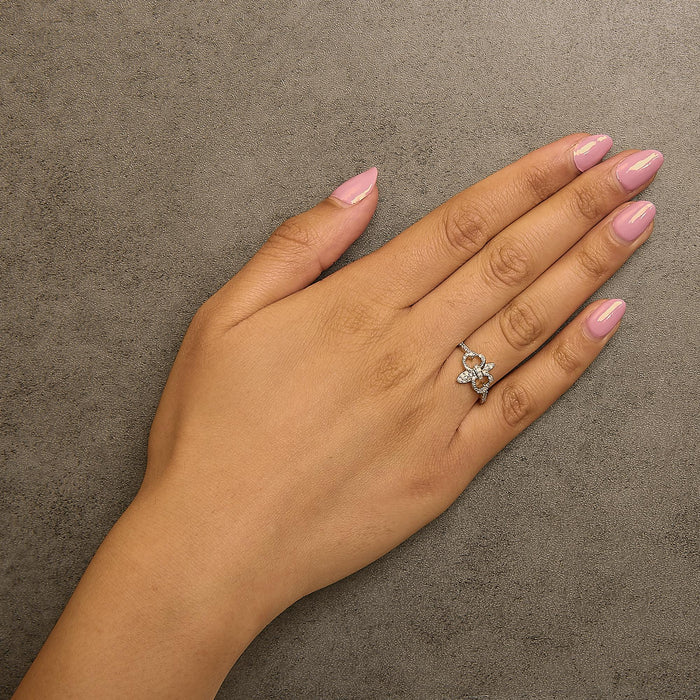 1/4 Ct. T.W. Diamond Fleur-de-Lis Ring in 14K Yellow Gold-Plated Sterling Silver, photo 3