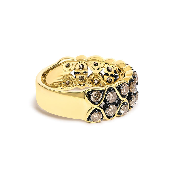 1 1/2 Ct. T.W. Brown Diamond Scalloped Band Ring in 10K Yellow Gold-Plated Sterling Silver, photo 2