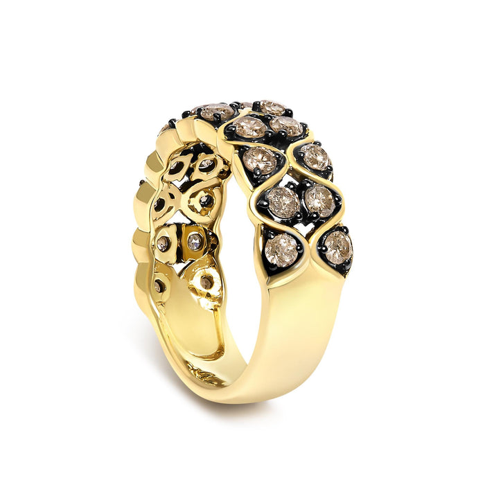 1 1/2 Ct. T.W. Brown Diamond Scalloped Band Ring in 10K Yellow Gold-Plated Sterling Silver, photo 5