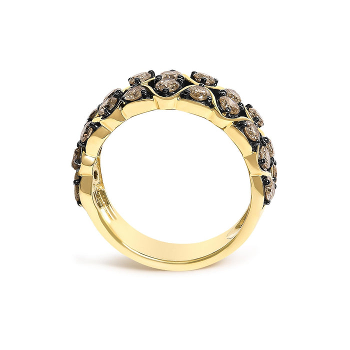 1 1/2 Ct. T.W. Brown Diamond Scalloped Band Ring in 10K Yellow Gold-Plated Sterling Silver, photo 6
